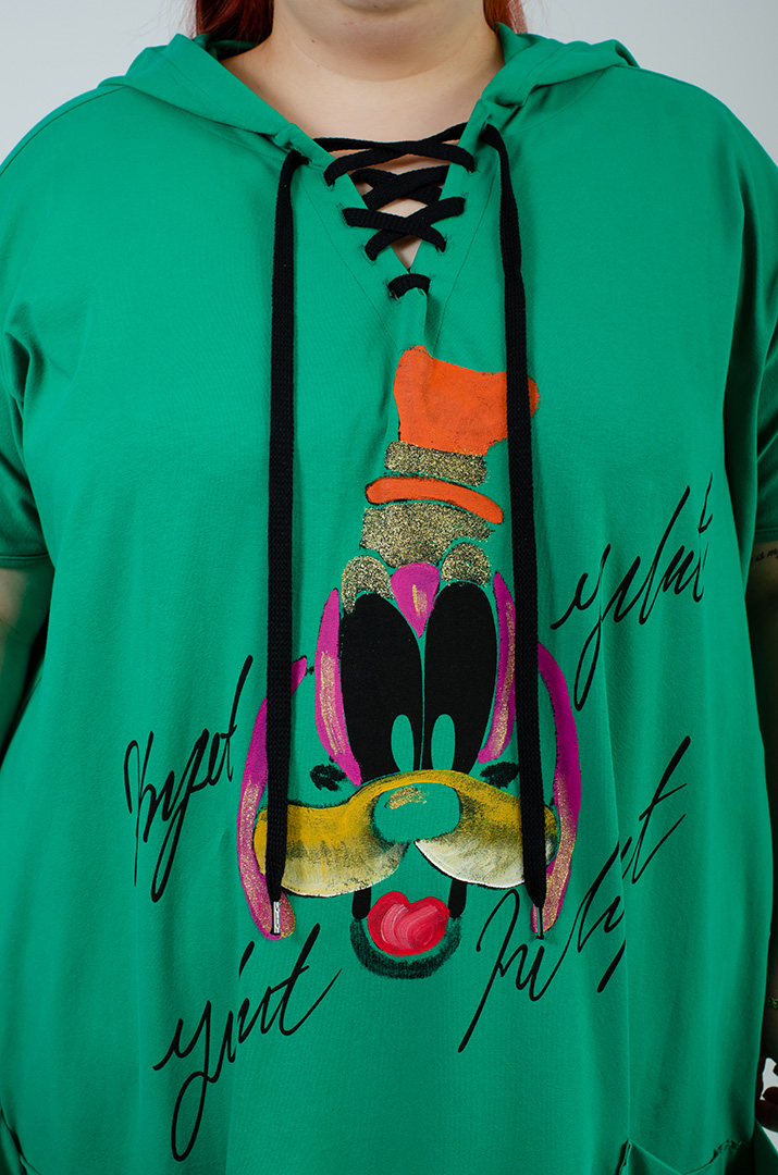 Платье миди с ярким принтом батал