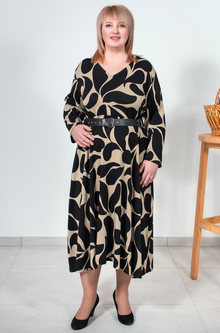 Платье миди с поясом батал