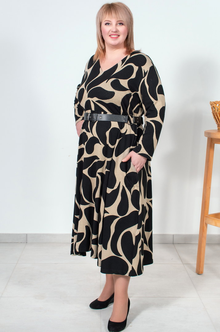 Платье миди с поясом батал