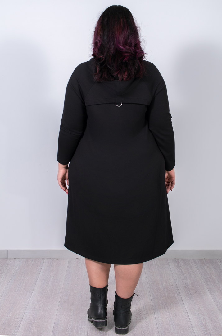 Платье миди с капюшоном батал