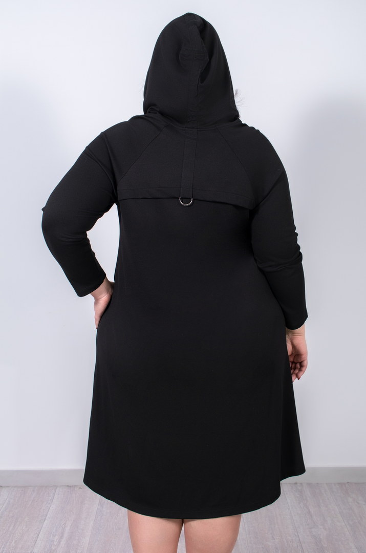 Платье миди с капюшоном батал