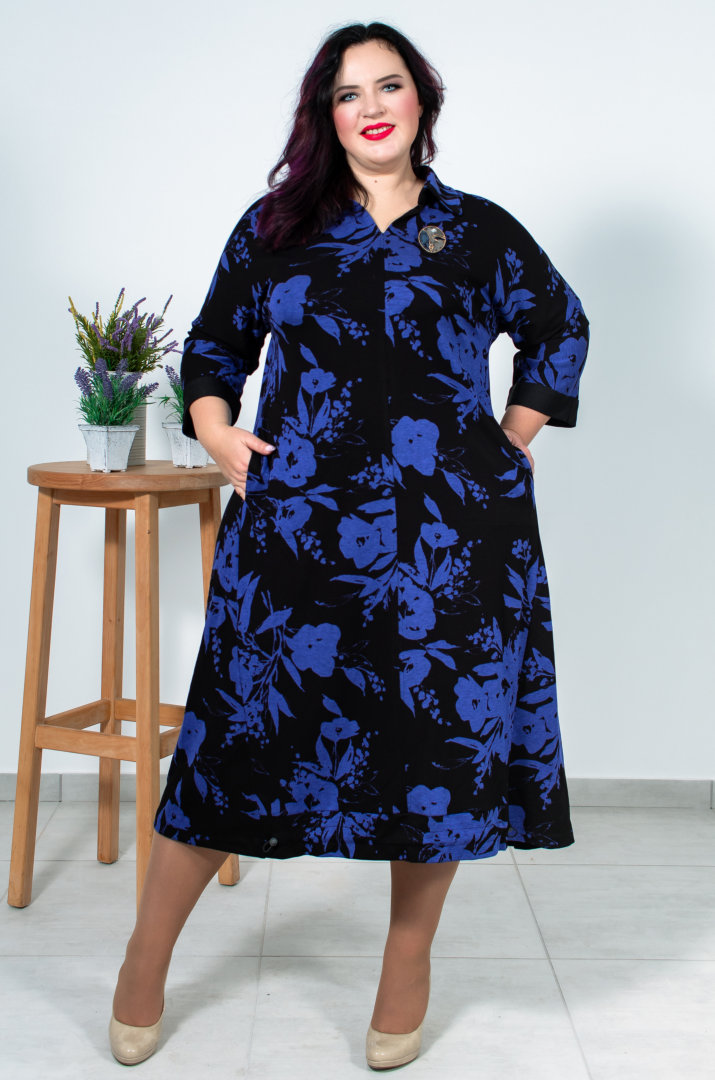 Сукня трапеція з прикрасою батал