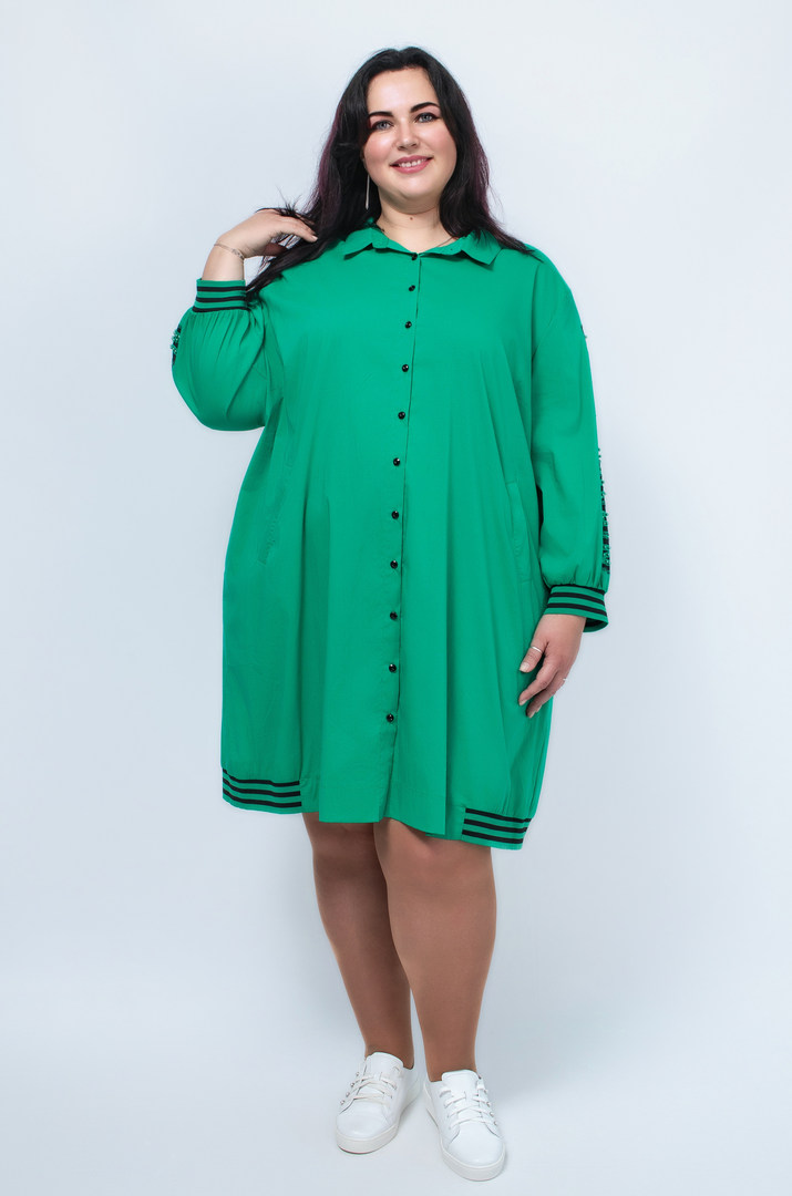 Сукня з рукавами в принт та стрази супер батал