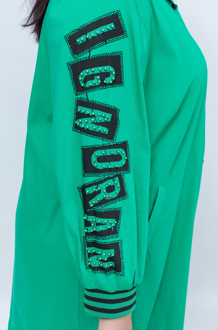 Сукня з рукавами в принт та стрази супер батал