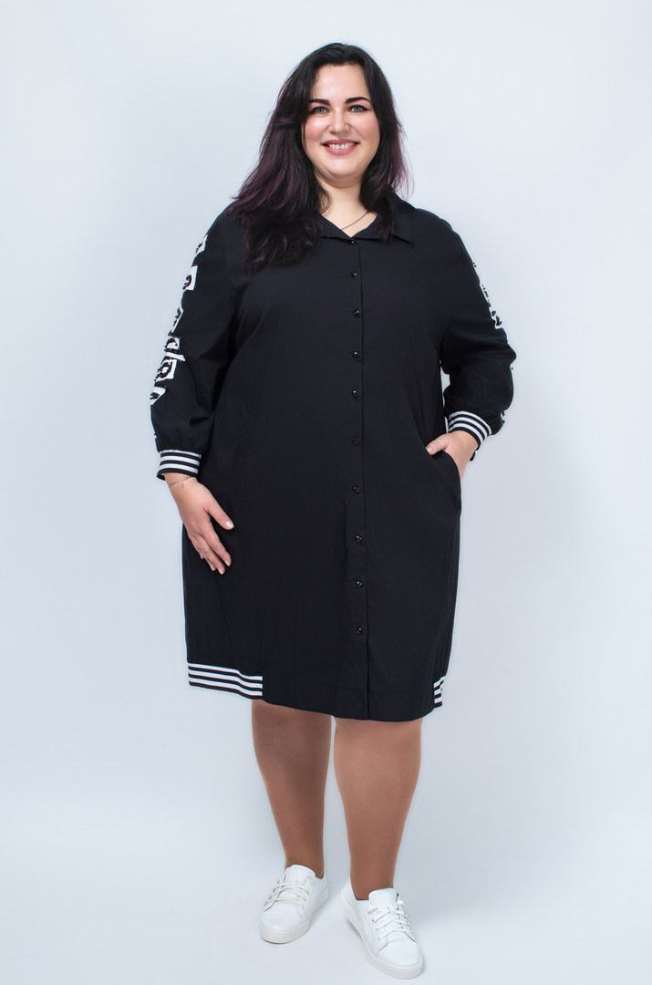 Сукня з рукавами в принт та стрази супер батал