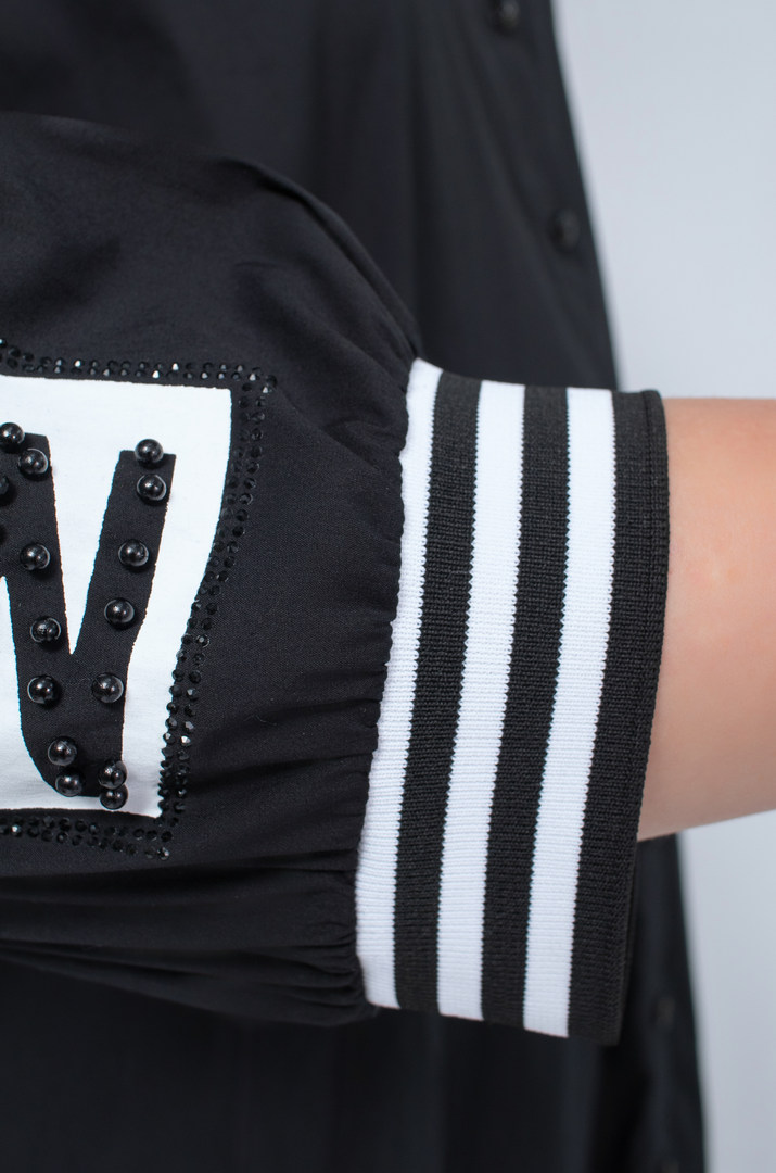 Сукня з рукавами в принт та стрази супер батал