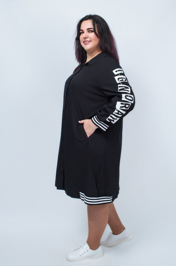 Сукня з рукавами в принт та стрази супер батал