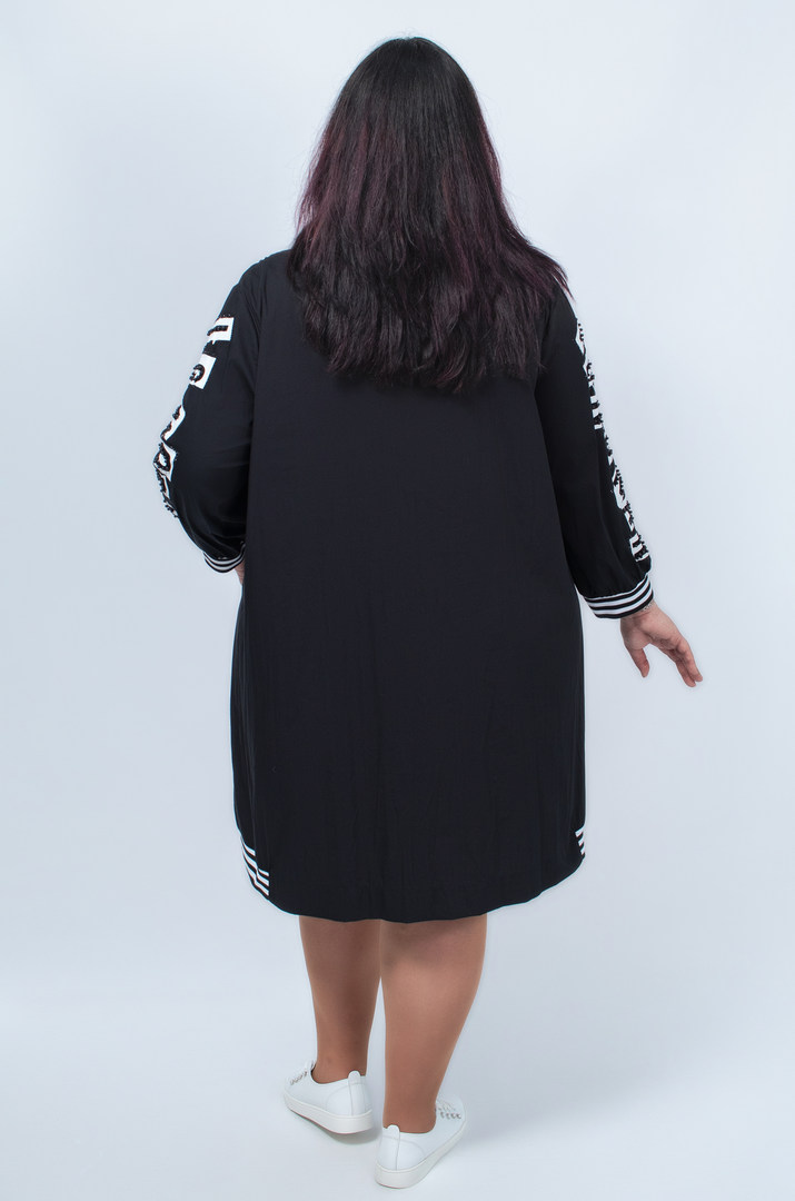 Сукня з рукавами в принт та стрази супер батал