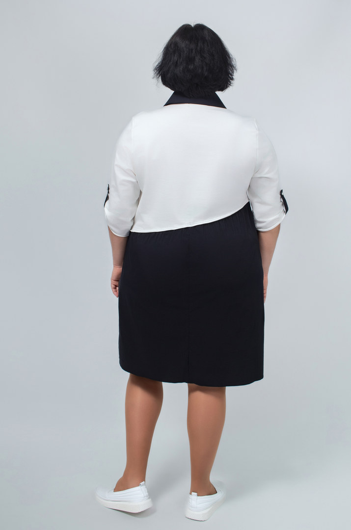 Сукня міні трапеція чорно-біла батал