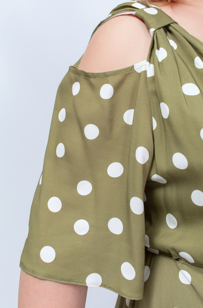 Платье макси в горох в двух цветах батал