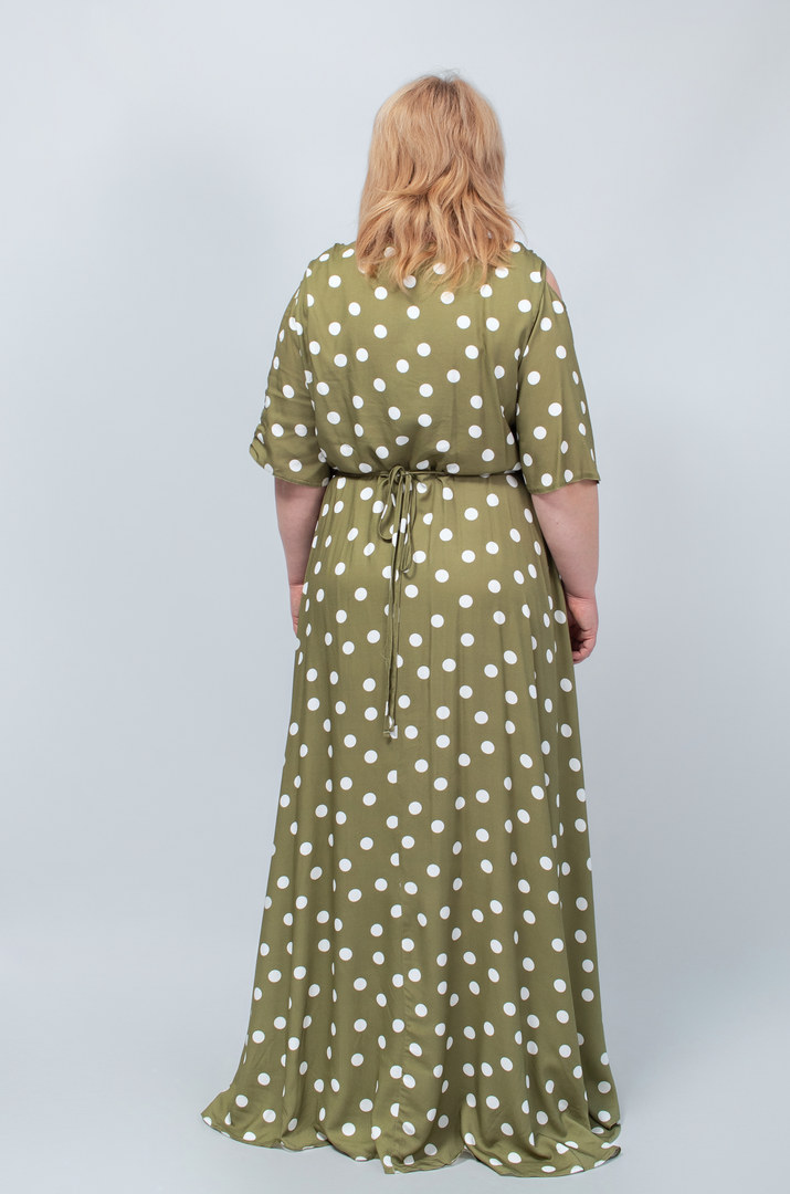 Платье макси в горох в двух цветах батал