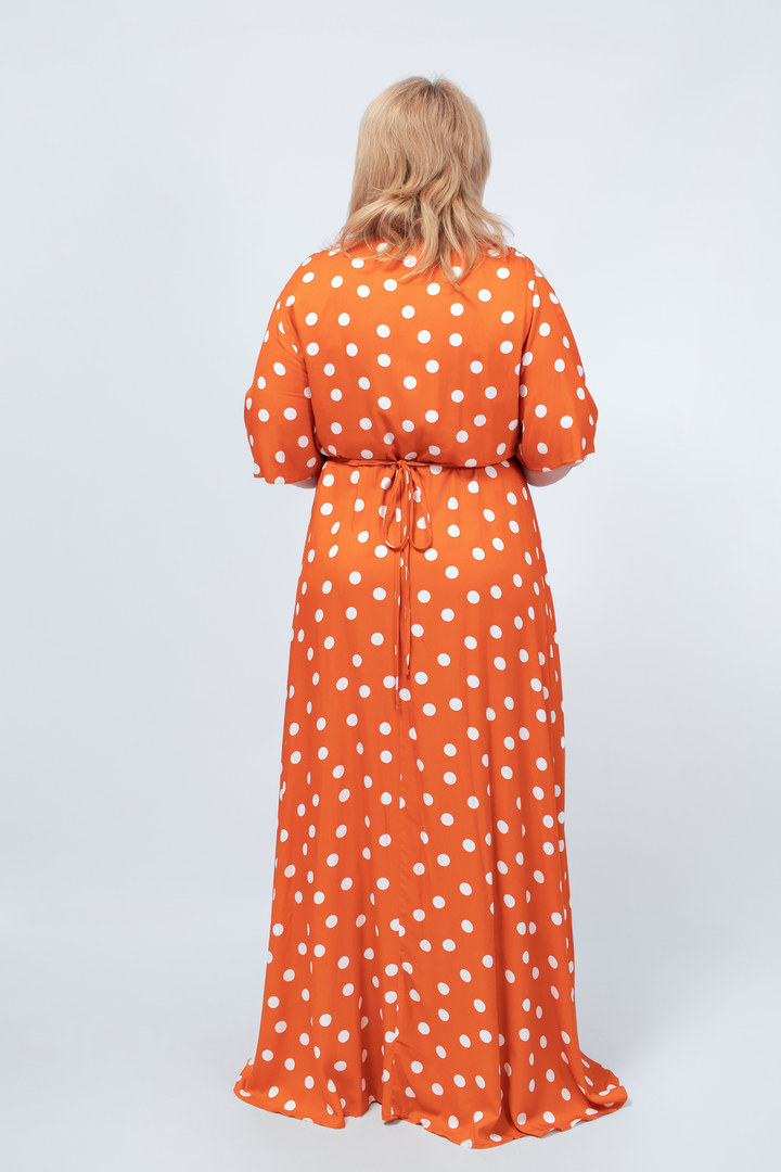 Платье макси в горох в двух цветах батал