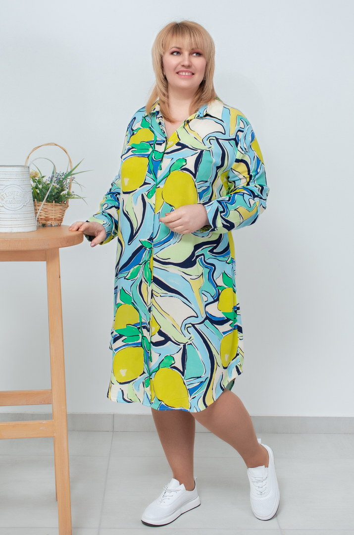 Сукня-сорочка в абстрактний принт супер батал
