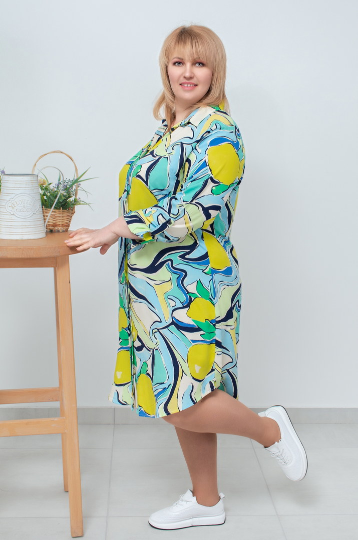 Сукня-сорочка в абстрактний принт супер батал