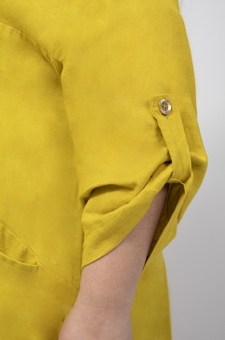 Льняна однотонна сукня з прикрасою батал