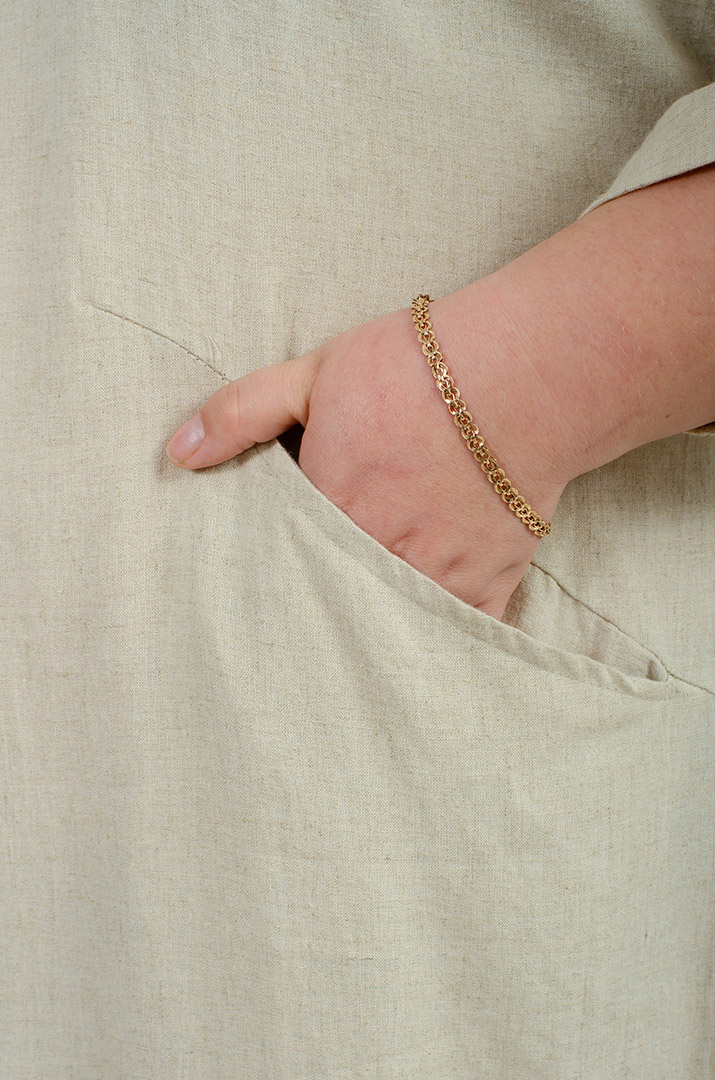 Льняна однотонна сукня з прикрасою батал