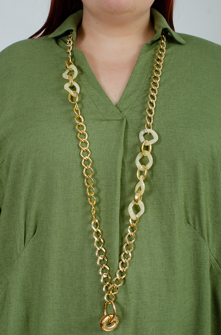 Льняна однотонна сукня з прикрасою батал