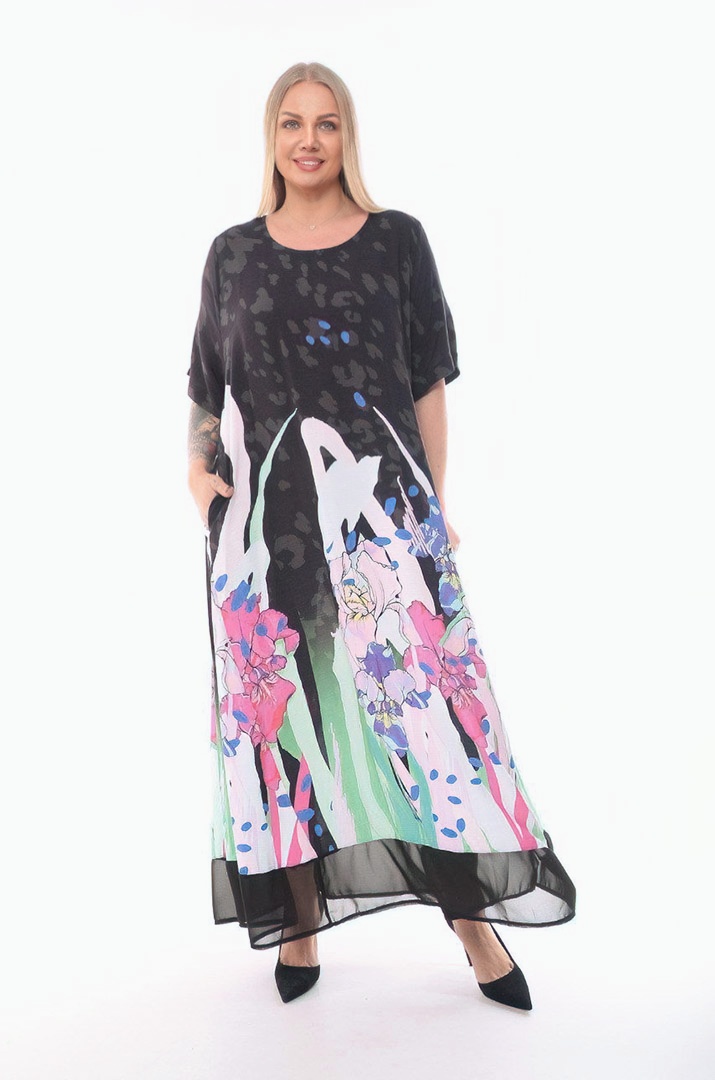 Легкое штапельное платье батал