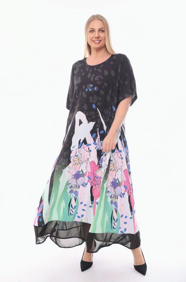 Легкое штапельное платье батал