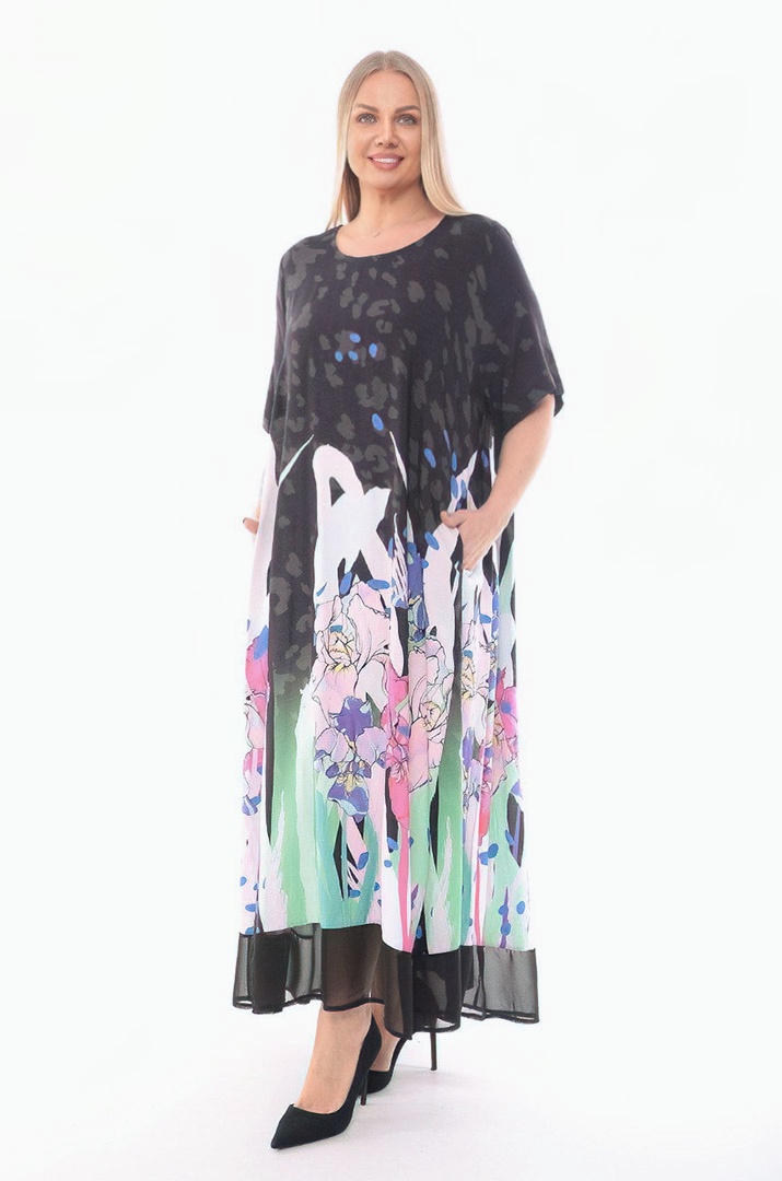 Легкое штапельное платье батал