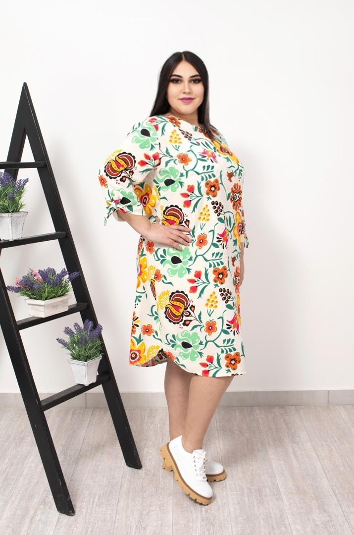 Сукня міні з рукавами на зав'язках супер батал