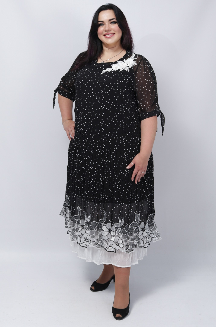 Нарядна шифонова сукня з прикрасою супер батал