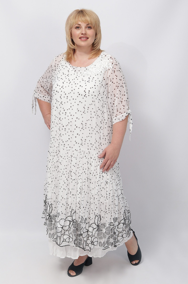 Нарядна шифонова сукня з прикрасою супер батал