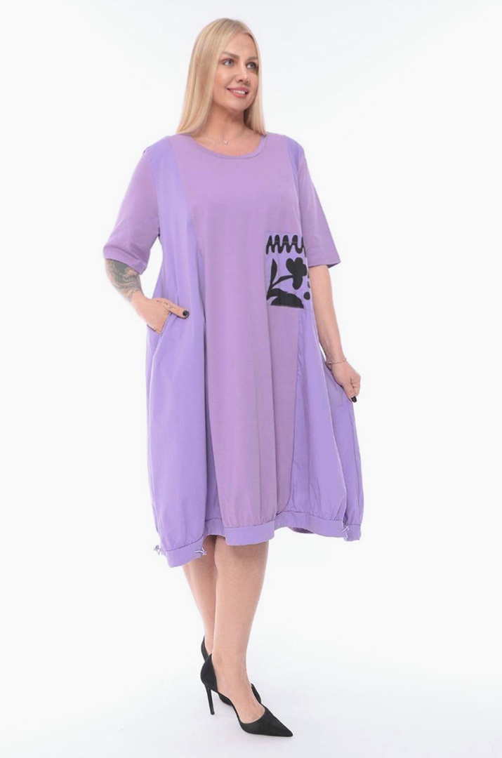 Однотонна ніжна сукня у двох кольорах батал