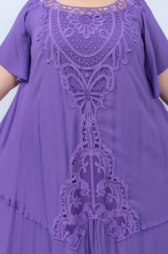 Сукня міді трапеція з жатки в яскравому кольорі батал