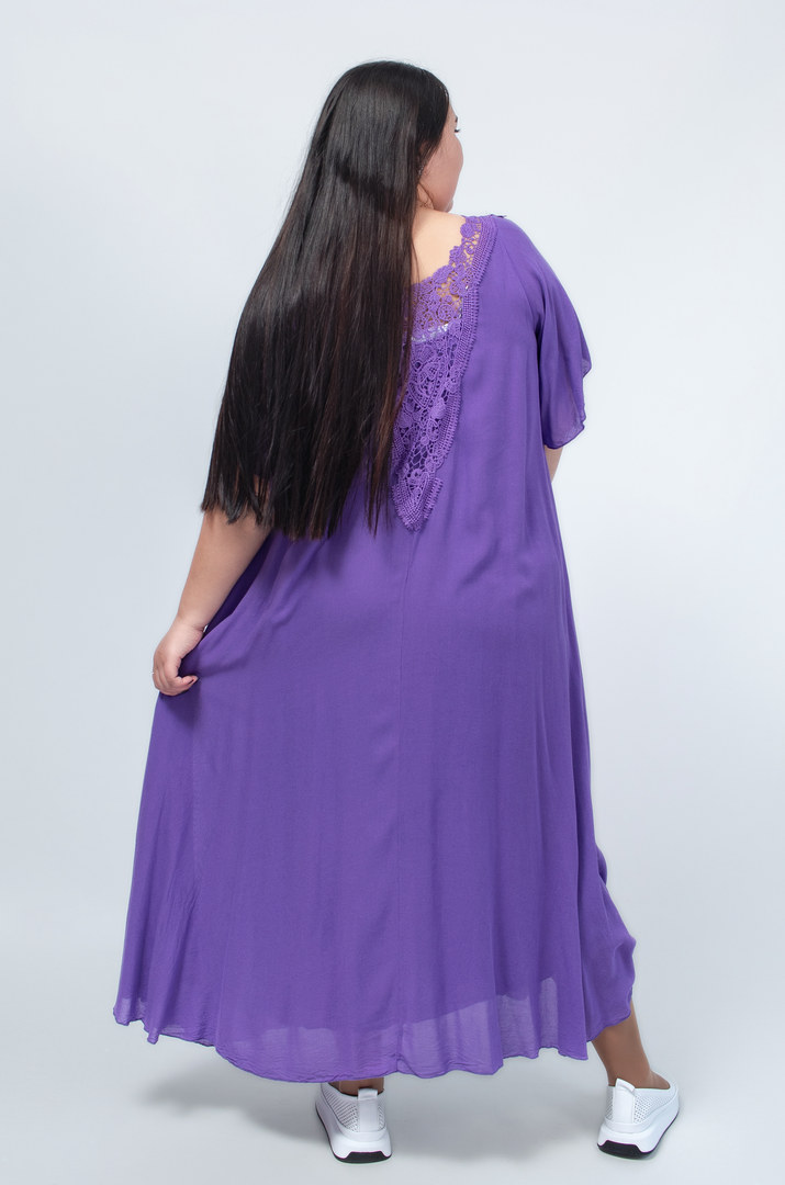 Сукня міді трапеція з жатки в яскравому кольорі батал