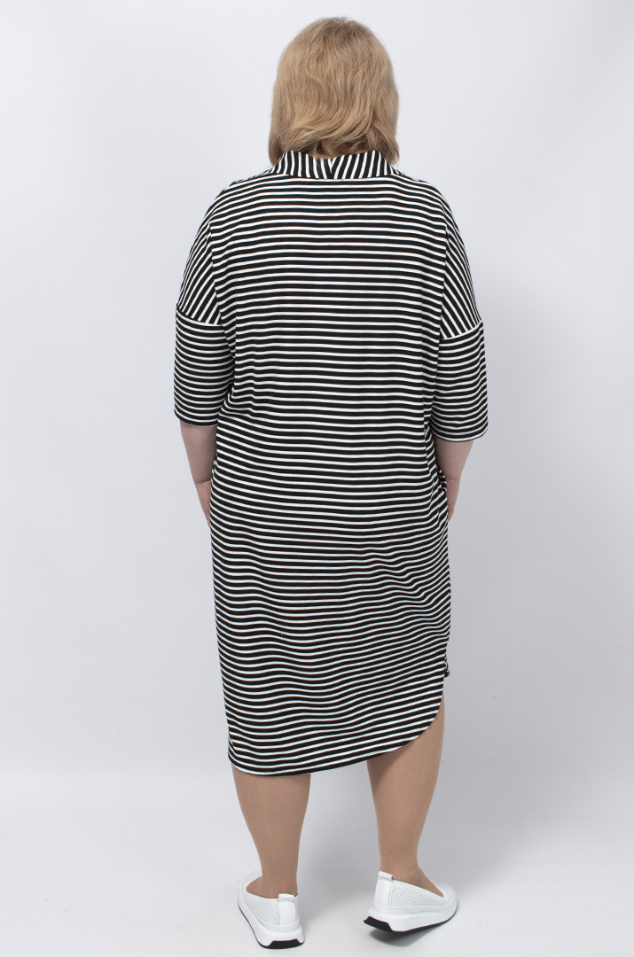 Сукня міді в смужку з принтом батал