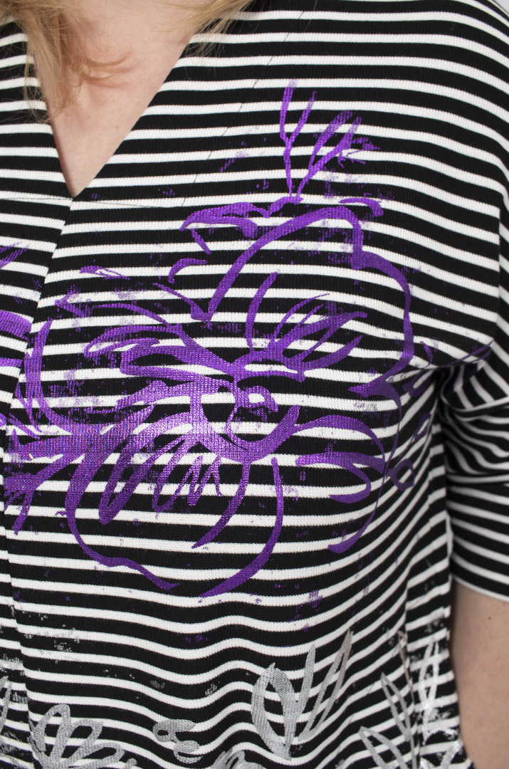 Сукня міді в смужку з принтом батал