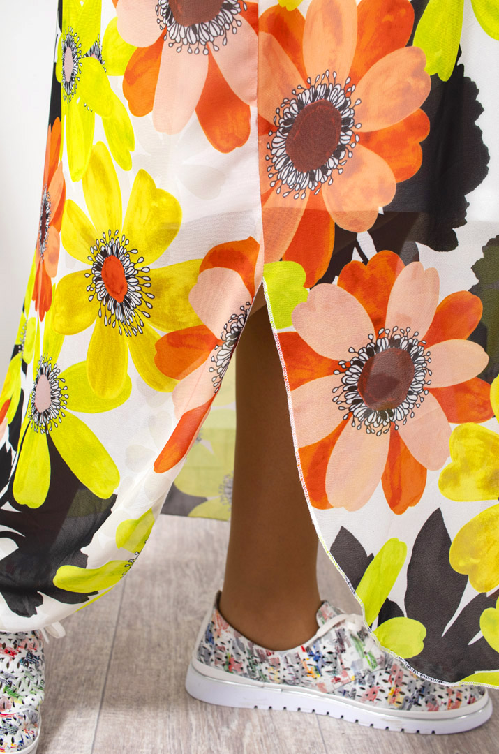 Платье-двойка шифоновое с капюшоном батал