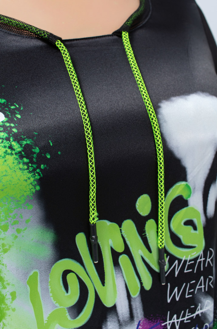 Сукня максі трапеція в кольоровий принт батал