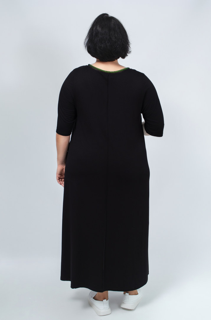 Сукня максі трапеція в кольоровий принт батал