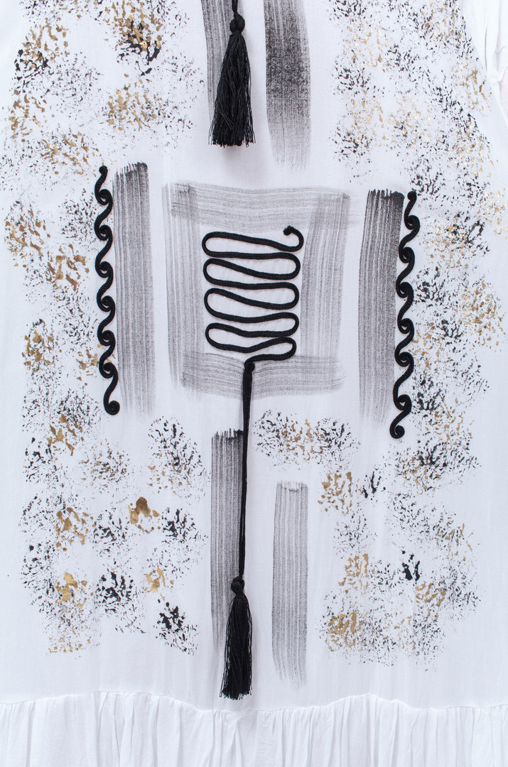 Платье макси трапеция в белом и фиолетовом цвете батал