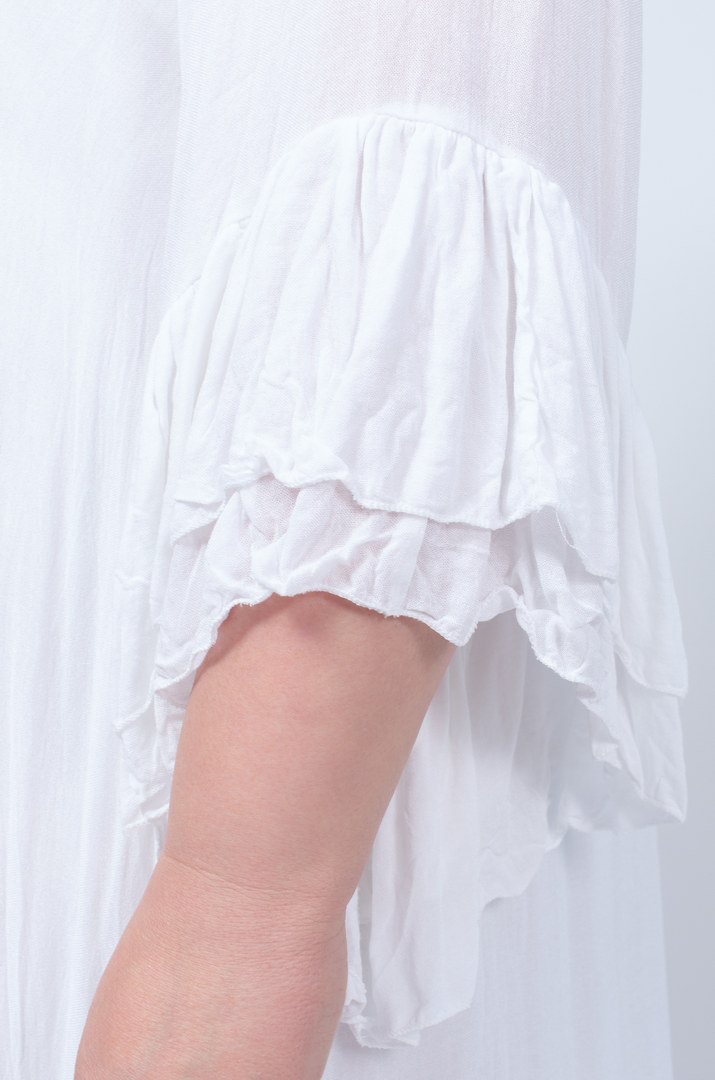 Платье макси трапеция в белом и фиолетовом цвете батал