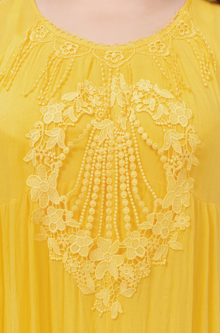 Сукня максі з мереживом і тороками батал