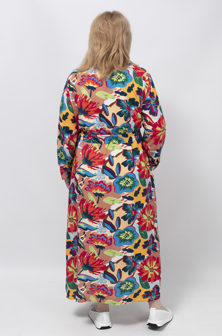 Яскрава сукня максі з поясом супер батал