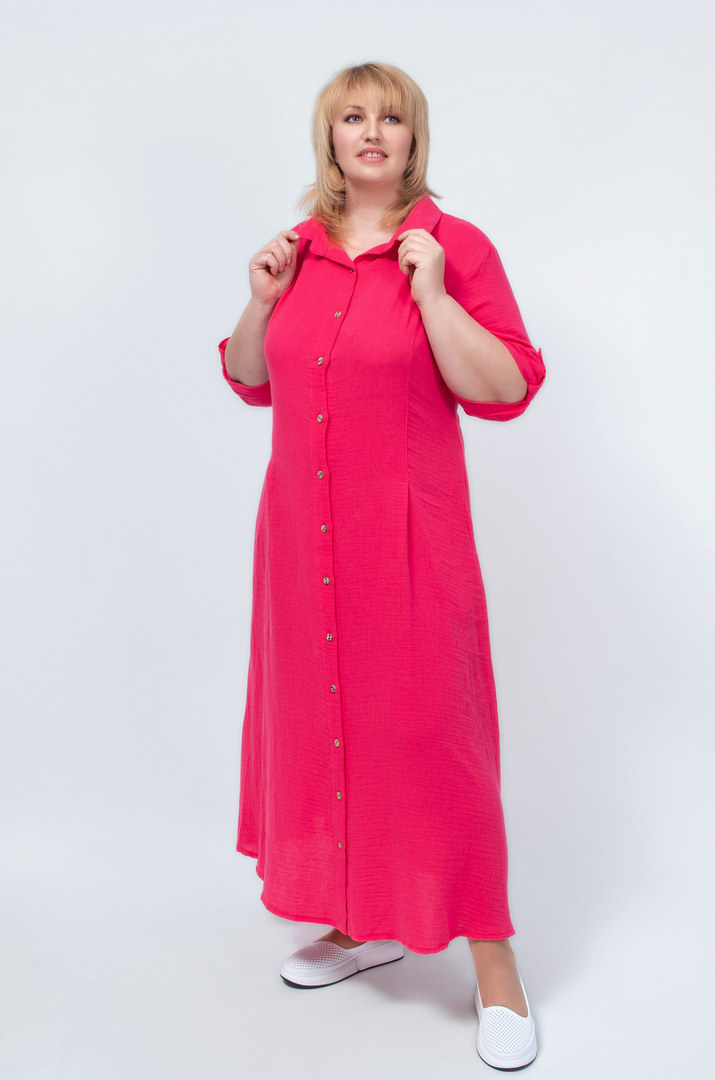 Платье рубашка макси лен со шнуровкой на спине в разных цветах батал