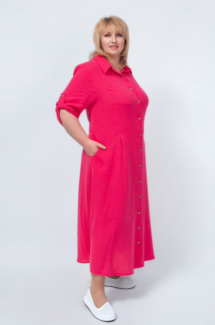 Платье рубашка макси лен со шнуровкой на спине в разных цветах батал