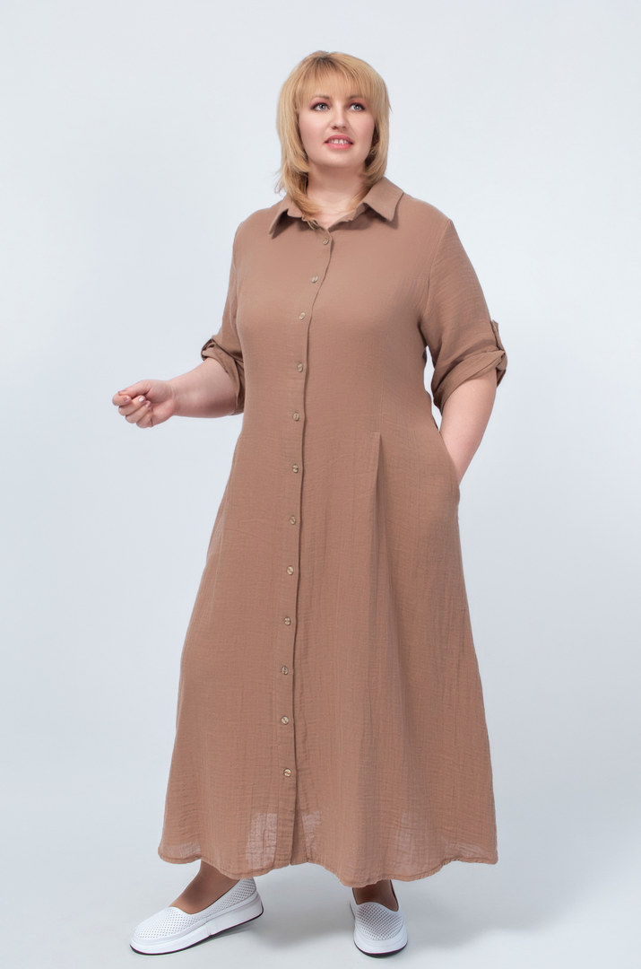 Платье рубашка макси лен со шнуровкой на спине в разных цветах батал