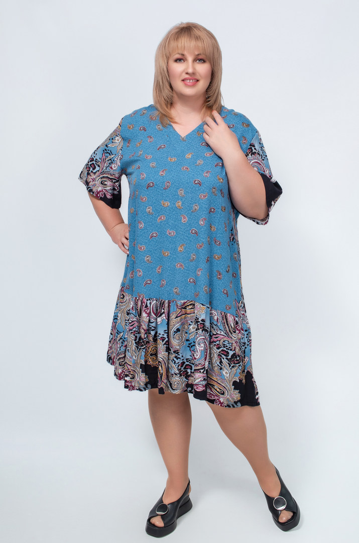 Платье штапель в принт супер батал