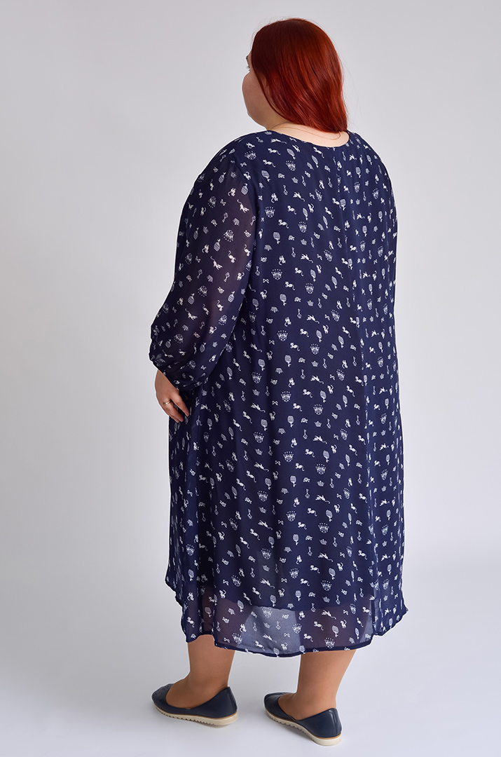 Легка шифонова сукня в принт супер батал