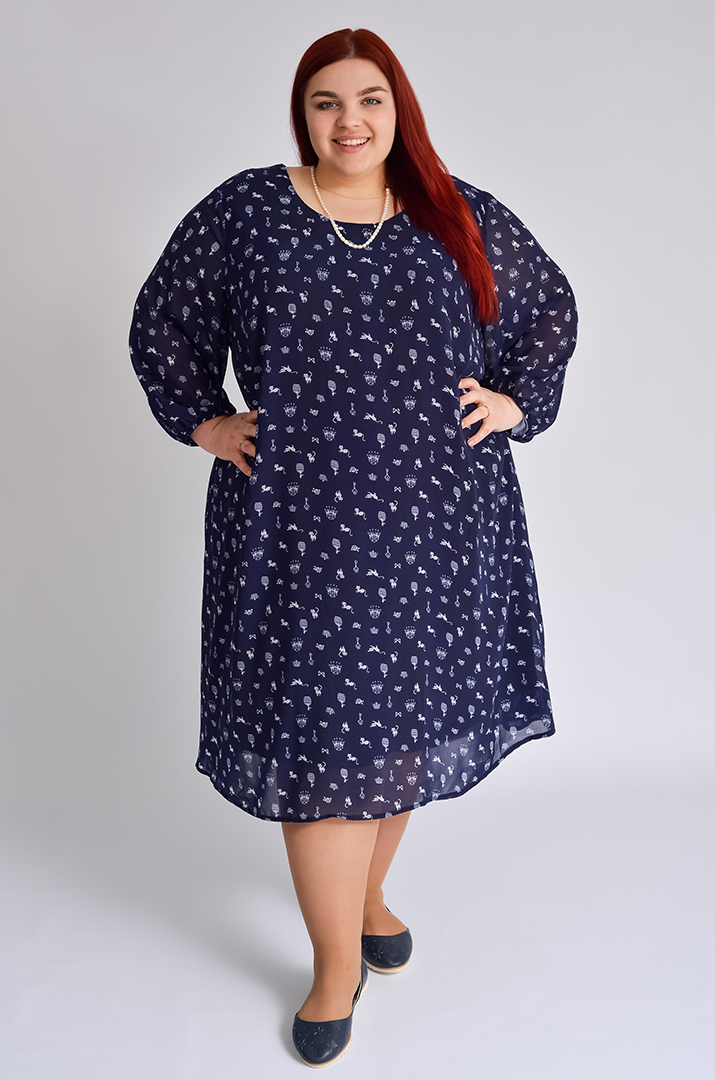 Легка шифонова сукня в принт супер батал