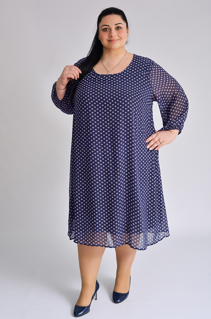 Легка шифонова сукня в принт супер батал