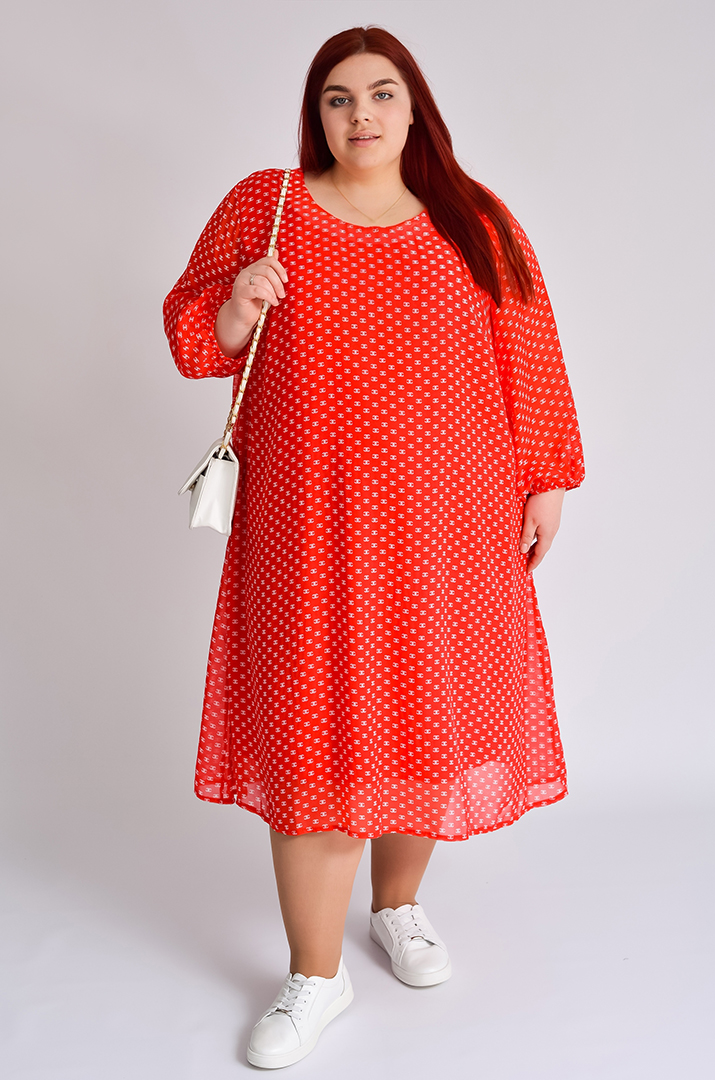 Легка шифонова сукня в принт супер батал