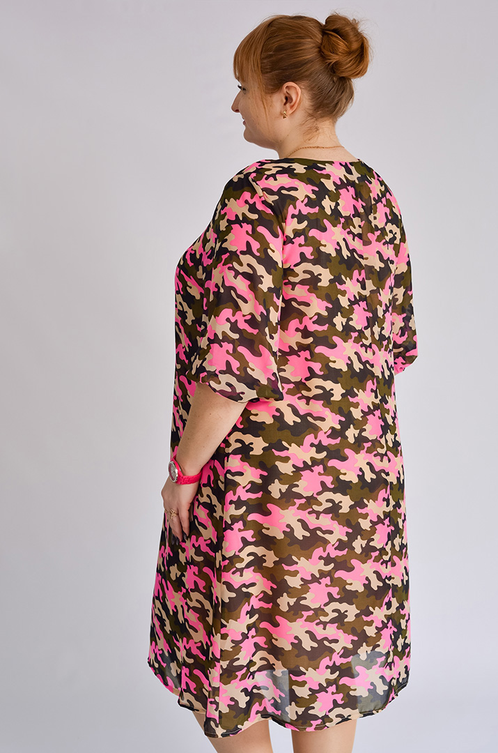 Легка шифонова сукня в принт супер батал