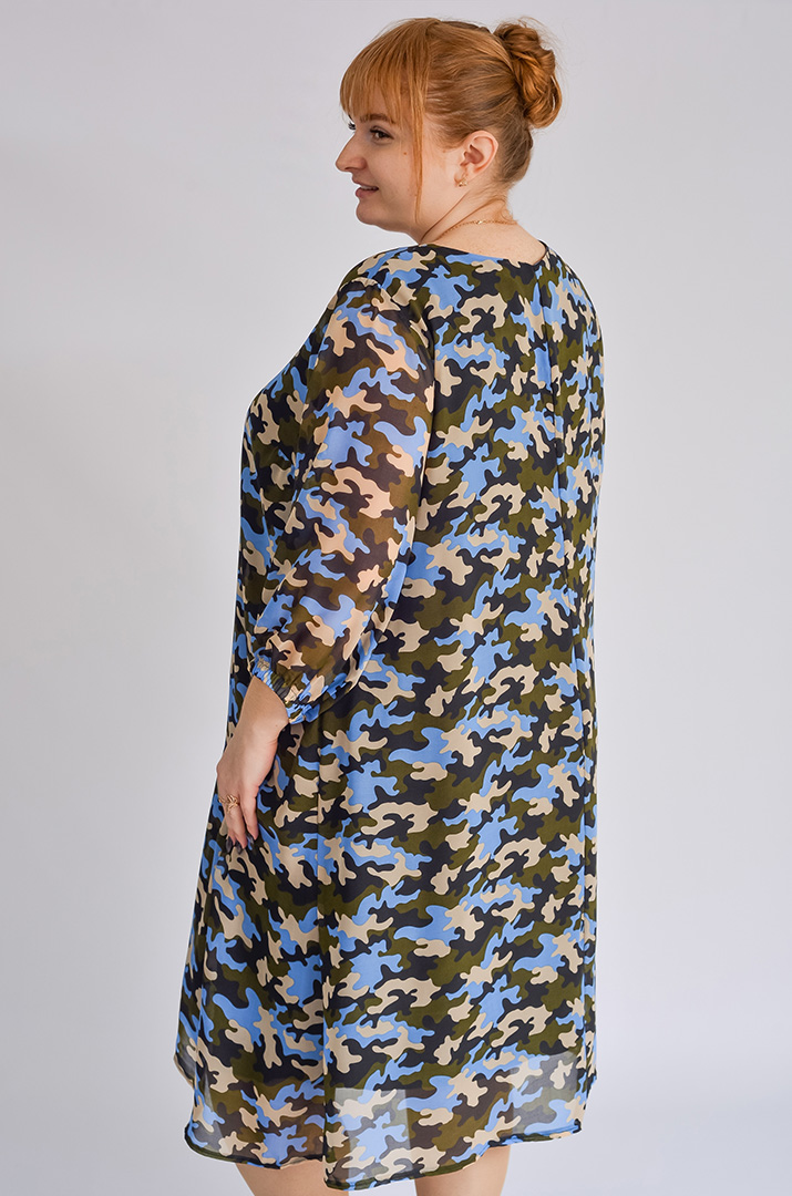 Легка шифонова сукня в принт супер батал