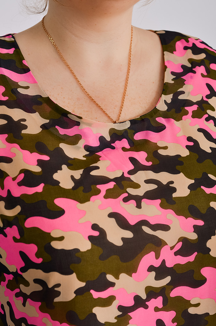 Легка шифонова сукня в принт супер батал